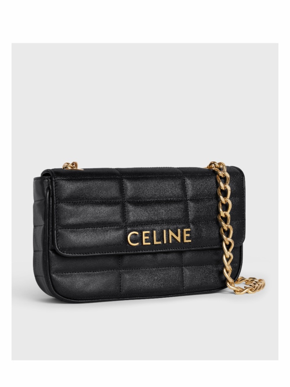Celine Matelasse MonochromeQuilted Leather Shoulder Bag in Black with Gold Chain - Picture 15 of 15